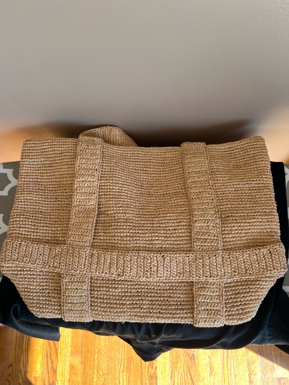 Hatattack Straw Tote Beach Bag - Natural Beige & Cream - Picture 5 of 9